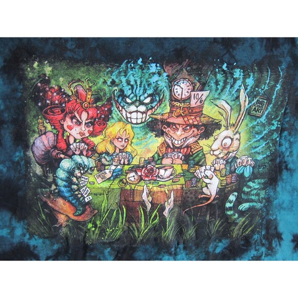Alice in Wonderland Shirt Mens XL Green Black Tie Dye Big Chris Get Down Art - Picture 2 of 5